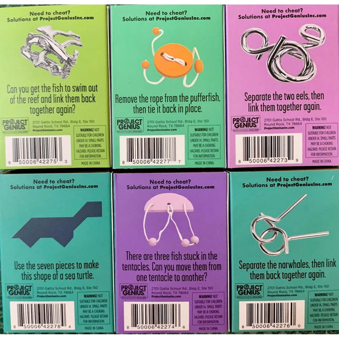 Mini Aquatic Brainteaser Puzzles 6 Piece Set Project Genius - for just $19.99! 