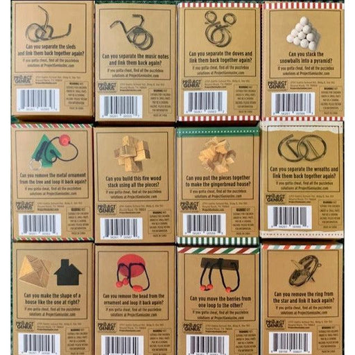 Mini Holiday Brainteaser Puzzles 12 Piece Set Project Genius - for just $39.99! 