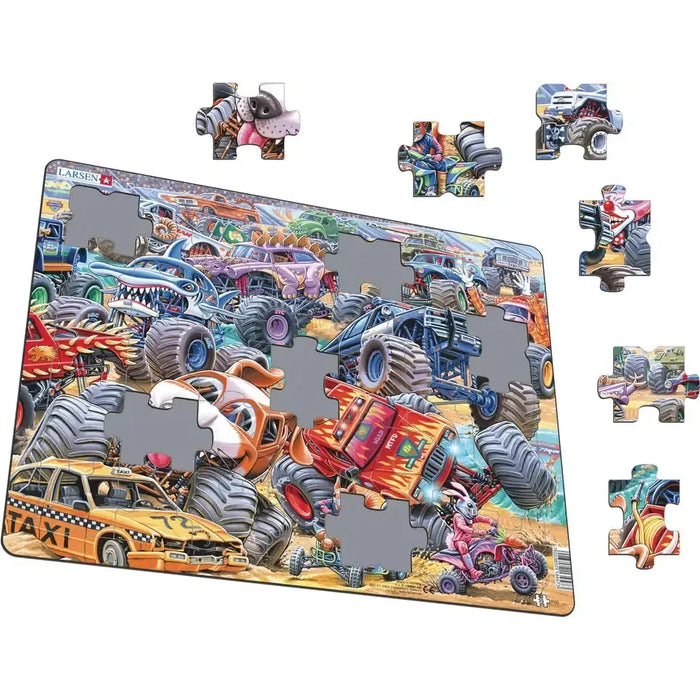 Monster Truck Race 35 Piece Tray Jigsaw Puzzle Larsen - for just $11.99! 
