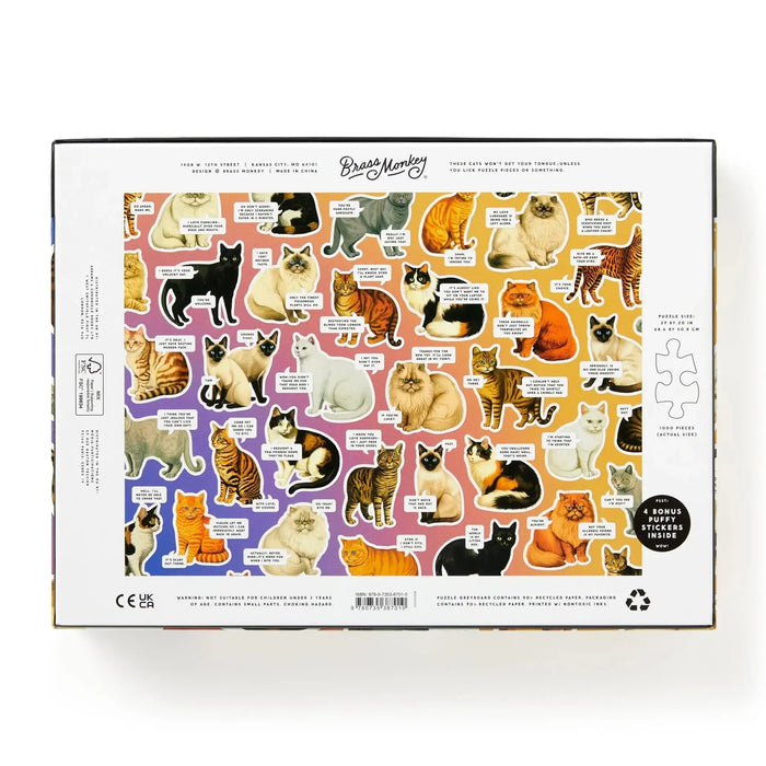 Moody Cats 1000 Piece Jigsaw Puzzle (+Stickers) Brass Monkey - for just $19.99! 
