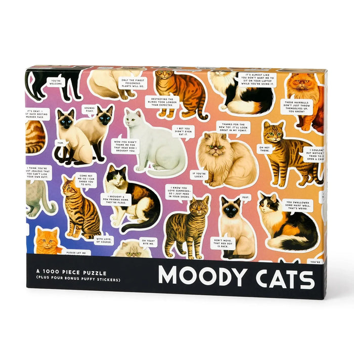 Moody Cats 1000 Piece Jigsaw Puzzle (+Stickers) Brass Monkey - for just $19.99! 