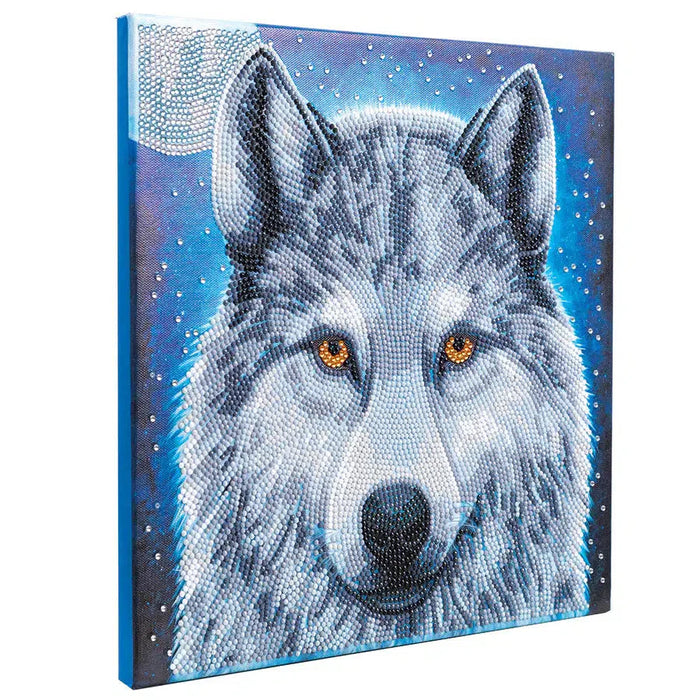 Moonlight Wolf Crystal Art Framed Canvas Kit Craft Buddy - for just $29.99! 
