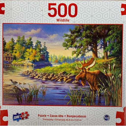 Moose Cabin Scene Wildlife 500 Piece Jigsaw Puzzle Sure Lox - for just $14.99! 