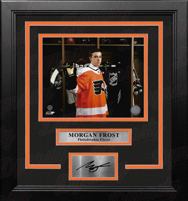 Morgan Frost Locker Room Philadelphia Flyers 8" x 10" Framed Hockey Photo with Engraved Autograph - for just $79.99! 
