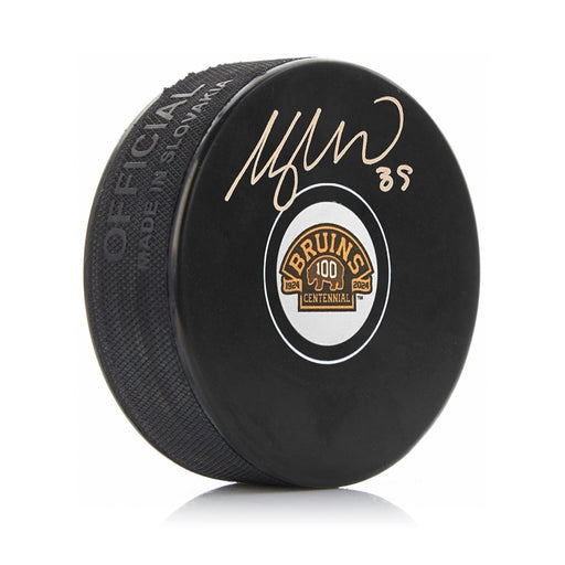 Morgan Geekie Autographed Boston Bruins 100th Anniversary Hockey Logo Puck - for just $39.99! 