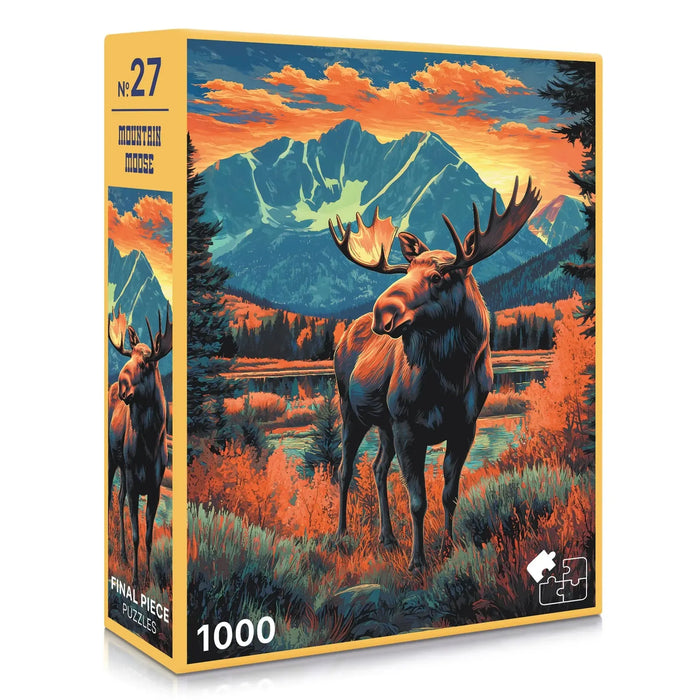 Mountain Moose 1000 Piece Jigsaw Puzzle Final Piece - for just $19.99! 