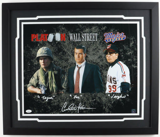 Charlie Sheen Platoon, Wall Street, & Major League Autographed 16" x 20" Framed Movie Collage Photo - for just $259.99! 