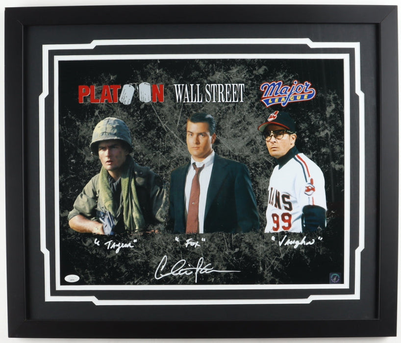 Charlie Sheen Platoon, Wall Street, & Major League Autographed 16" x 20" Framed Movie Collage Photo - for just $259.99! 