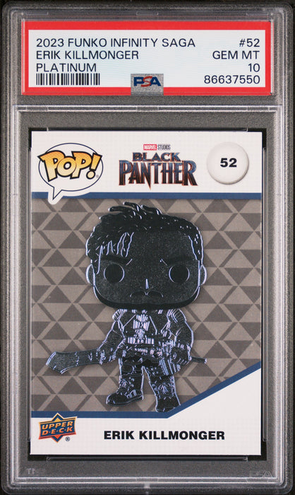 2023 UPPER DECK FUNKO POP MARVEL  ERIK KILLMONGER PLATINUM #52  PSA 10 - for just $54! 