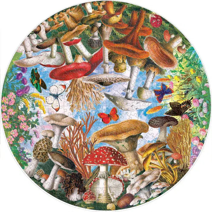 Mushroom & Butterflies 500 Piece Round Jigsaw Puzzle eeBoo - for just $26.99! 