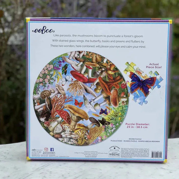 Mushroom & Butterflies 500 Piece Round Jigsaw Puzzle eeBoo - for just $26.99! 