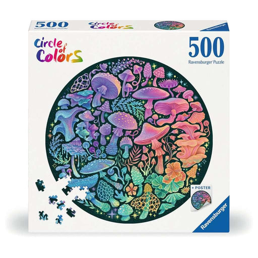 Mushrooms "Circle of Colors" 500 Piece Round Jigsaw Puzzle Ravensburger - for just $19.99! 