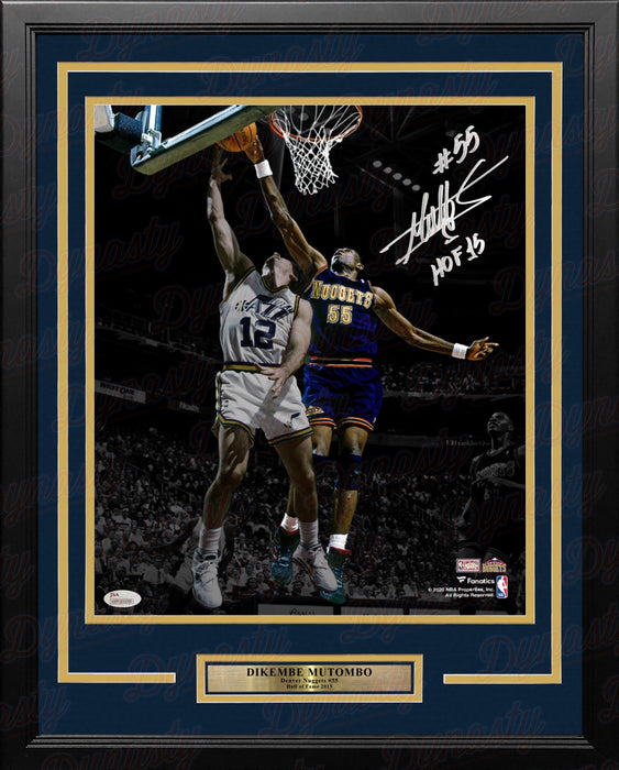Dikembe Mutombo Denver Nuggets Autographed 11x14 Framed Photo Inscribed Hall of Fame: Silver Ink - for just $299.99! 