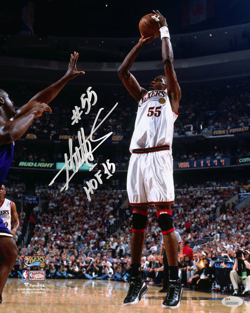 Dikembe Mutombo Philadelphia 76ers Autographed 11" x 14" Photo Inscribed Hall of Fame - Silver Ink - for just $229.99! 