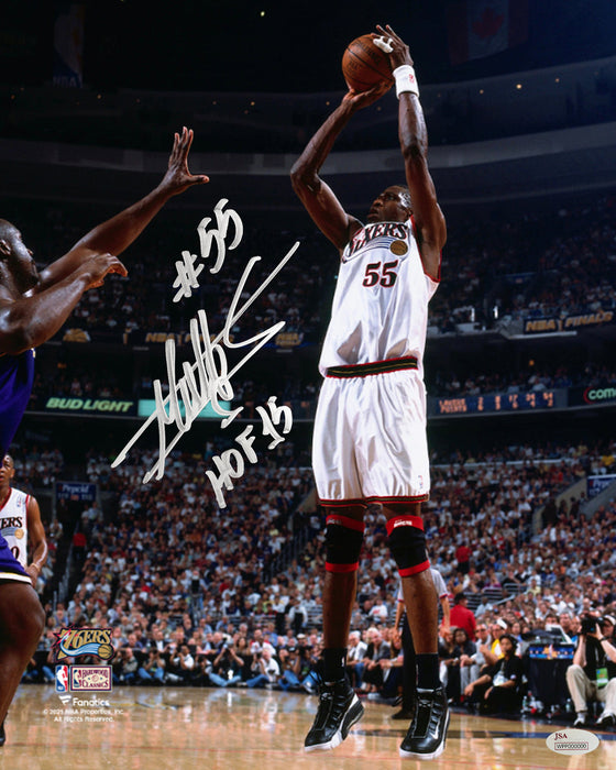Dikembe Mutombo Philadelphia 76ers Autographed 16" x 20" Photo Inscribed Hall of Fame - Silver Ink - for just $299.99! 