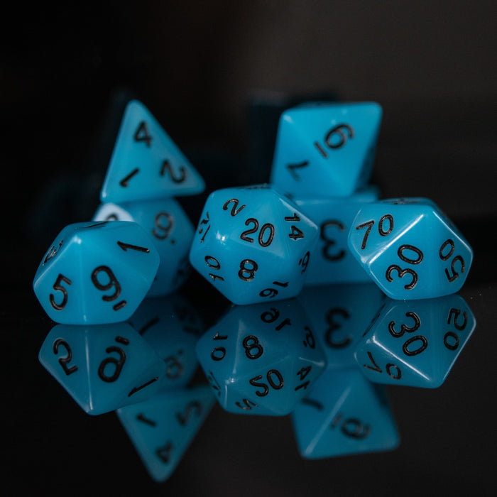 Neon Blue Acrylic Dice Set - Just $9.99! Shop now at Retro Gaming of Denver