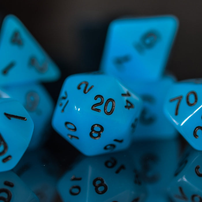 Neon Blue Acrylic Dice Set - Just $9.99! Shop now at Retro Gaming of Denver