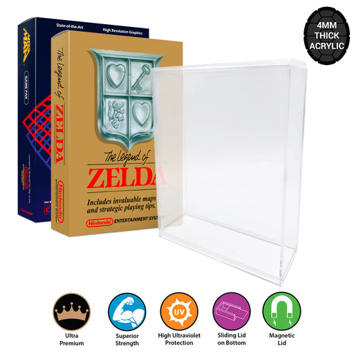 Acrylic Hard Case for NES Video Game Box (4mm thick, UV & Slide Bottom) 5h x 7w x 0.75d - for just $24.99! 