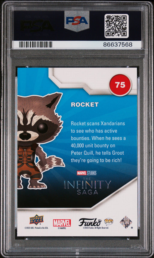 2023 UPPER DECK FUNKO POP MARVEL  ROCKET GOLD #75  PSA 10 - for just $54! 