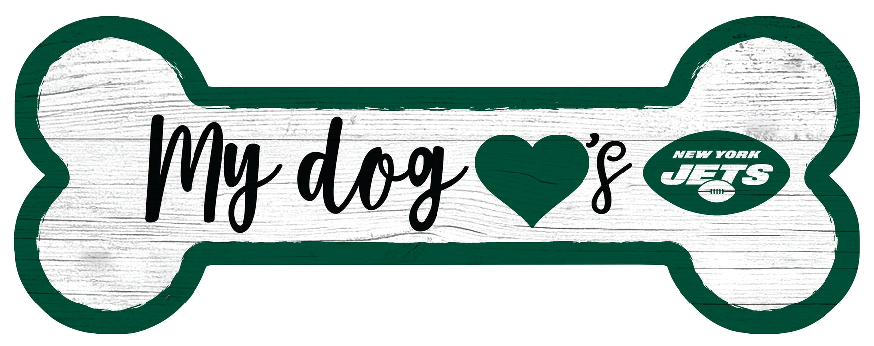 New York Jets Football Dog Bone White Wooden Sign - for just $12.99! 