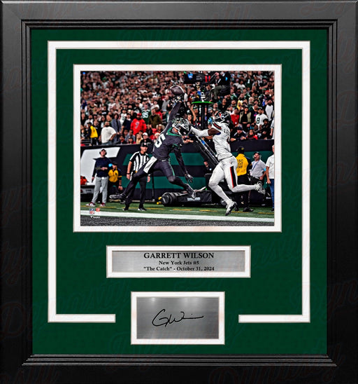 Garrett Wilson One-Handed Touchdown Catch New York Jets 8x10 Framed Photo with Engraved Autograph - for just $79.99! 