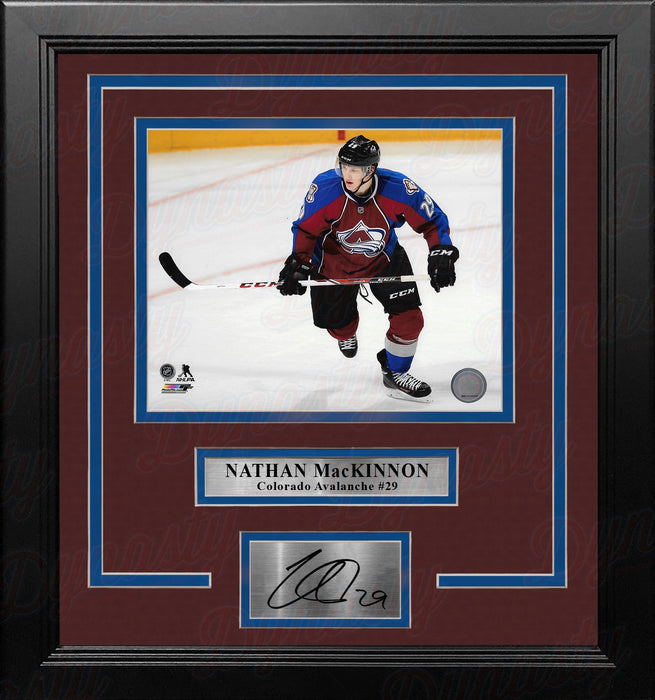 Nathan MacKinnon in Action Colorado Avalanche 8" x 10" Framed Hockey Photo with Engraved Autograph - for just $79.99! 