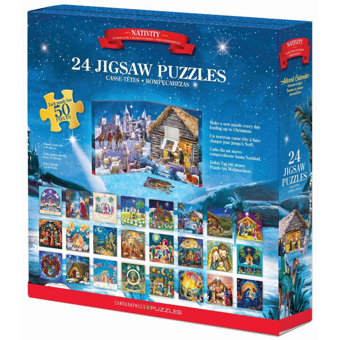 Nativity Advent Calendar - 24 Set of 50 Piece Mini Jigsaw Puzzles Eurographics - for just $39.99! 