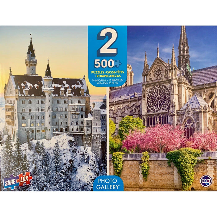 Neuschwanstein & Notre Dame 2 Pack 500 Piece Jigsaw Puzzles Sure Lox - for just $19.99! 