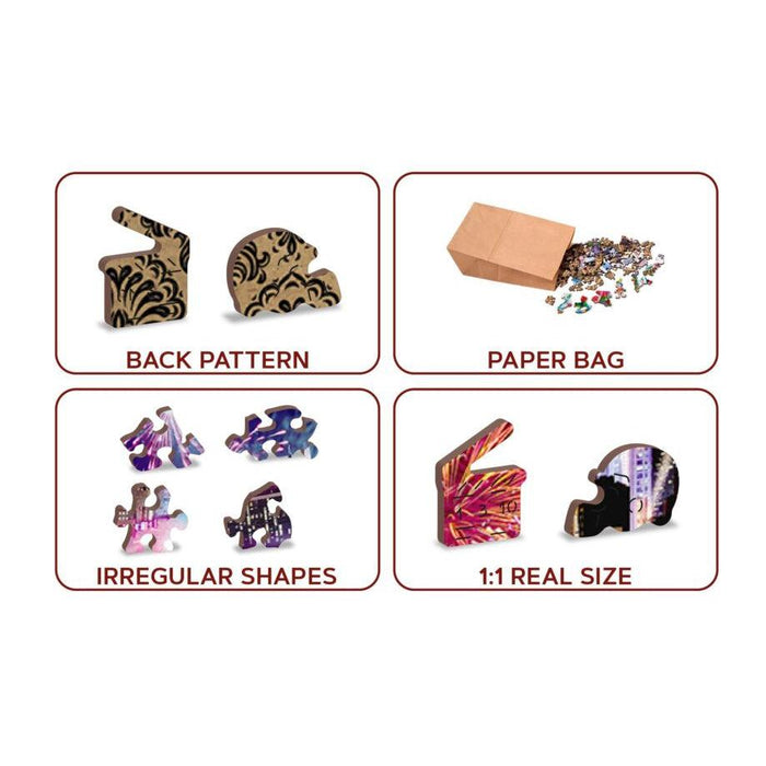 New York by Night 400 Piece Wood Jigsaw Puzzle Wooden City - for just $24.99! 