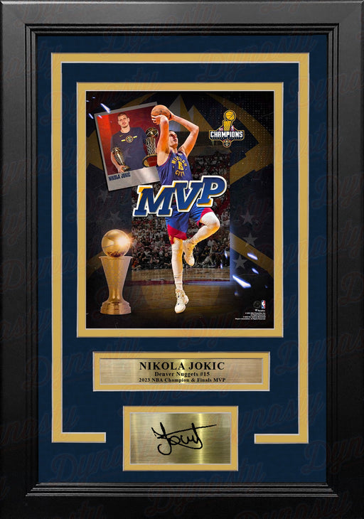 Nikola Jokic 2023 NBA Finals MVP Denver Nuggets 8x10 Framed Basketball Photo with Engraved Autograph - for just $79.99! 