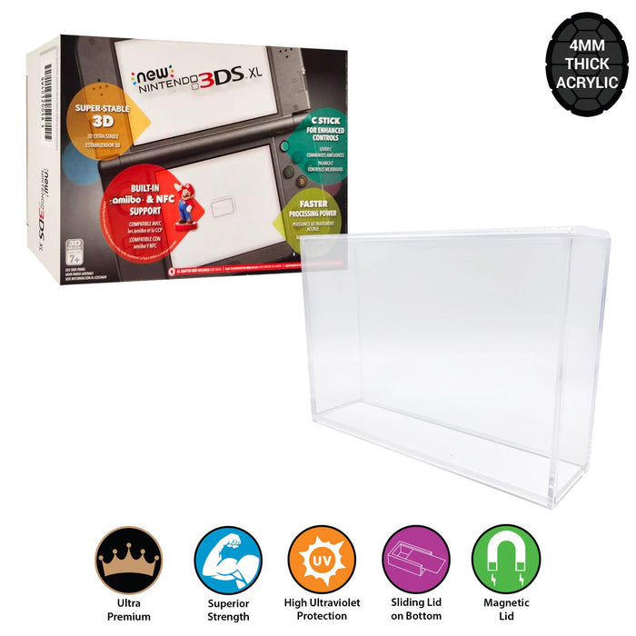 Acrylic Hard Case for NINTENDO 3DS XL Video Game Console Box (4mm thick, UV & Slide Bottom) Fits 5.2h x 7.2w x 1.5d - for just $30.99! 