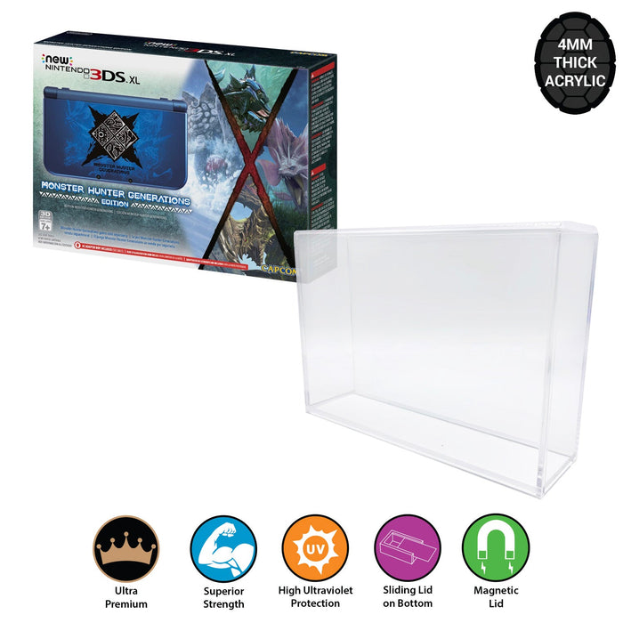 Acrylic Hard Case for NINTENDO 3DS XL Video Game Console Box (4mm thick, UV & Slide Bottom) Fits 5.2h x 7.2w x 1.5d - for just $30.99! 