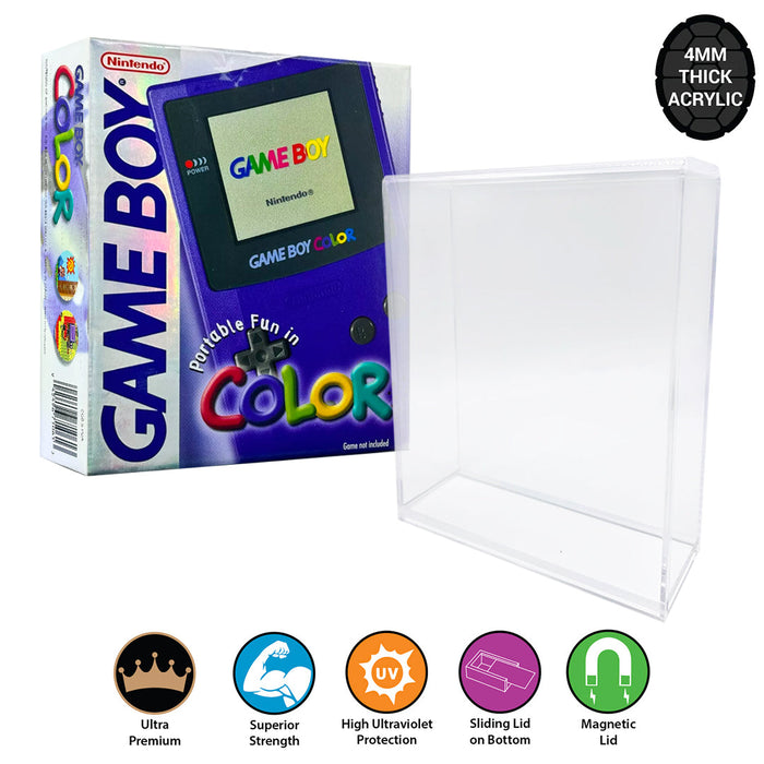 Acrylic Hard Case for GAME BOY COLOR Video Game Console Box (4mm thick, UV & Slide Bottom) Fits: 6h x 5.25w x 1.5d - for just $29.99! 