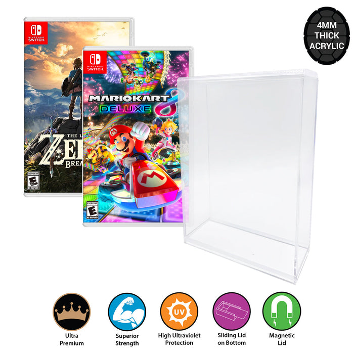 Acrylic Hard Case for NINTENDO SWITCH Video Game Box (4mm thick, UV & Slide Bottom) - for just $24.99! 