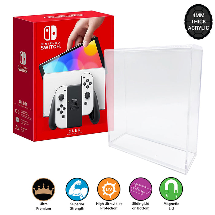 Acrylic Hard Case for NINTENDO SWITCH OLED Video Game Console Box (4mm thick, UV & Slide Bottom) - for just $44.99! 