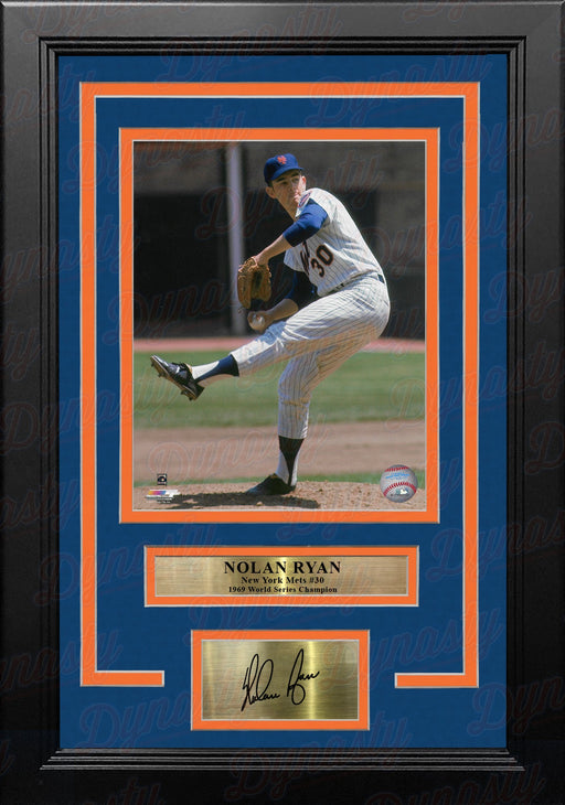 Nolan Ryan in Action New York Mets 8" x 10" Framed Baseball Photo with Engraved Autograph - for just $79.99! 