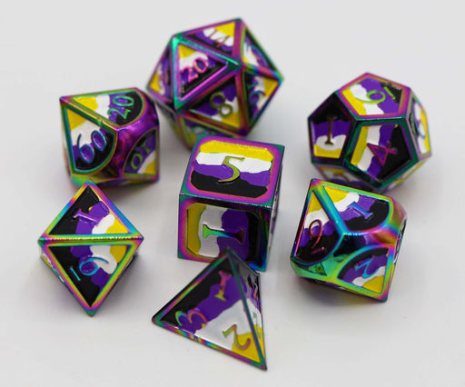 Nonbinary Pride Flag - Metal RPG Dice Set - for just $54.99! 