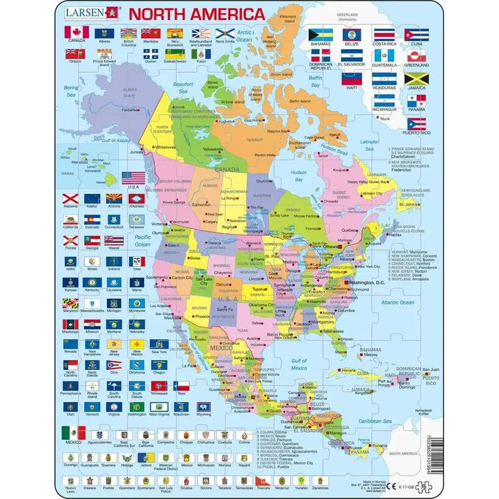 North America Map 70 Piece Tray Jigsaw Puzzle Larsen - for just $11.99! 