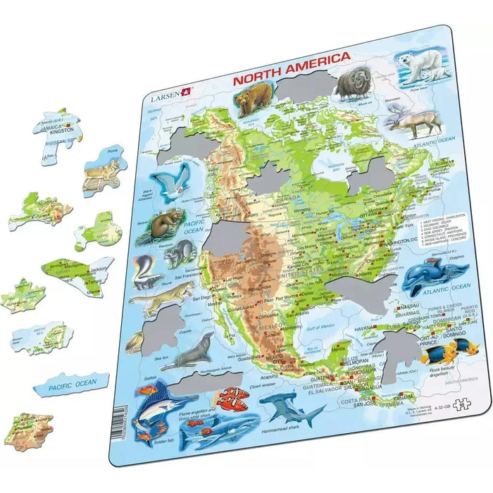 North America Topographic Map 66 Piece Tray Jigsaw Puzzle Larsen - for just $11.99! 