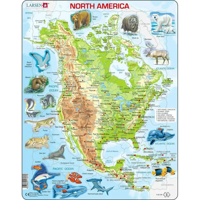 North America Topographic Map 66 Piece Tray Jigsaw Puzzle Larsen - for just $11.99! 