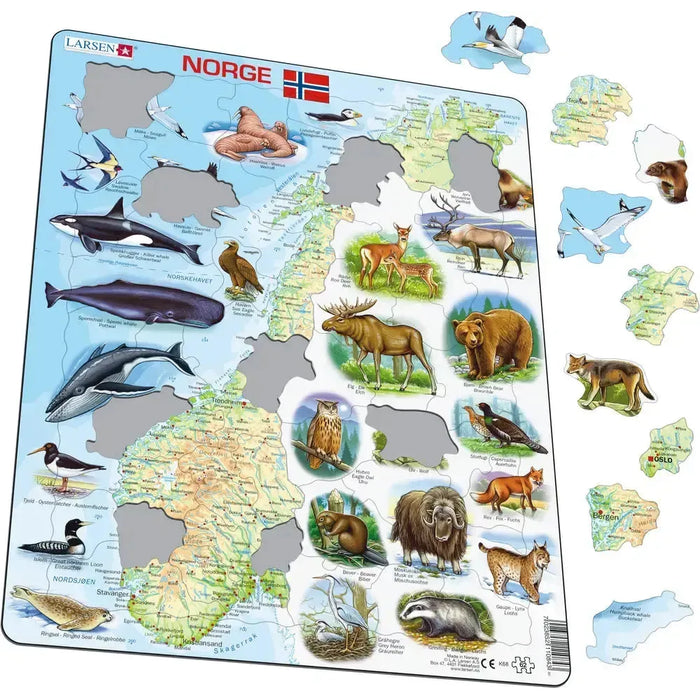 Norway Map with Animals 62 Piece Tray Jigsaw Puzzle Larsen - for just $11.99! 