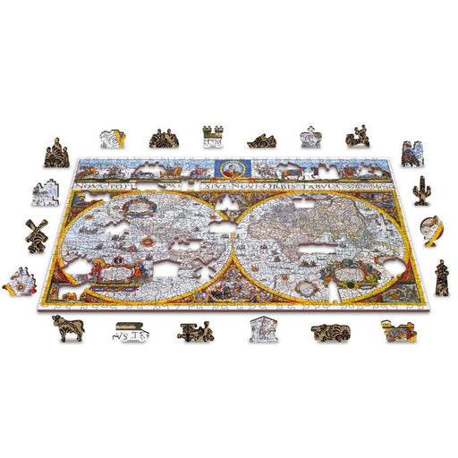 Nova Terrarum Antique Map 505 Piece Wood Jigsaw Puzzle Wooden City - for just $27.99! 