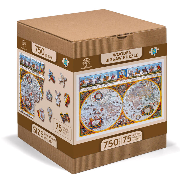Nova Terrarum Antique Map 750 Piece Wood Jigsaw Puzzle Wooden City - for just $49.99! 