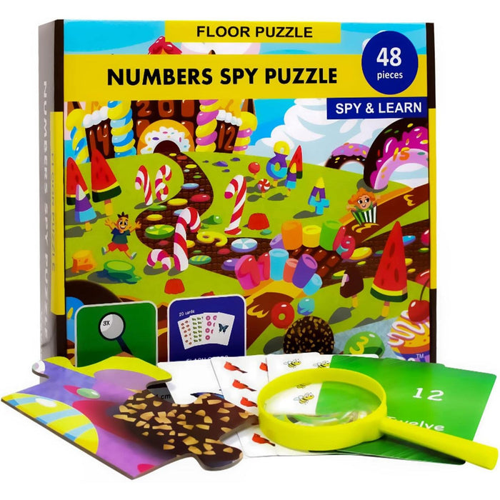 Numbers Spy 48 Piece Floor Jigsaw Puzzle with Flashcards & Magnifying Glass - for just $19.99! 