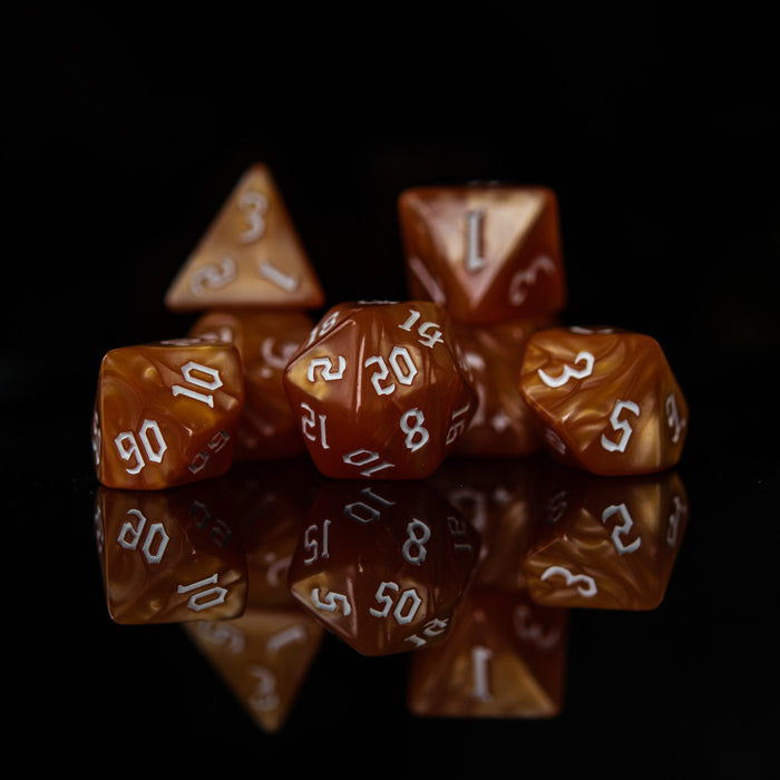 Orange Pearl Acrylic Dice Set - Just $9.99! Shop now at Retro Gaming of Denver