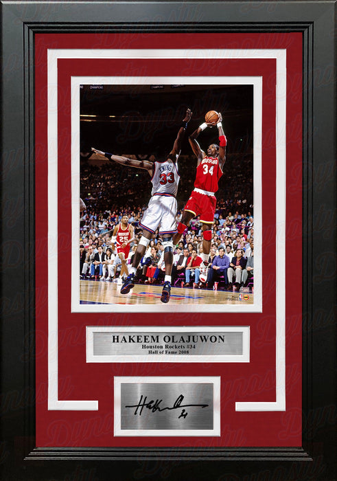 Hakeem Olajuwon in Action Houston Rockets 8" x 10" Framed Basketball Photo with Engraved Autograph - for just $79.99! 
