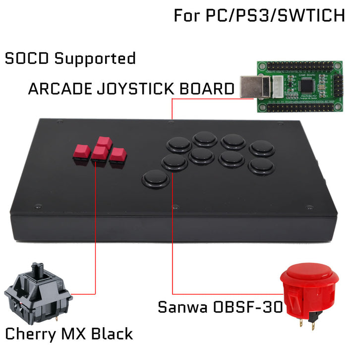 RAC-J802K Keyboard Button Leverless Arcade Game Controller for PC/PS/XBOX/SWITCH - Just $99.99! Shop now at Retro Gaming of Denver