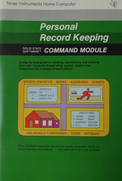 Texas Instruments Personal Record Keeping (TI-99) - for just $0! 