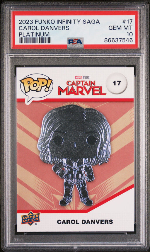 2023 UPPER DECK FUNKO POP MARVEL  CAROL DANVERS PLATINUM #17  PSA 10 - for just $54! 