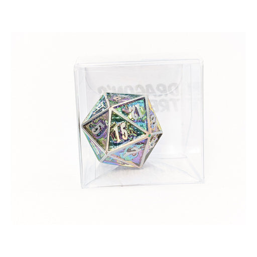 Single Solid Metal Dragon D20 - Brushed Rainbow - Premium Single D20 - Just $10.99! Shop now at Retro Gaming of Denver